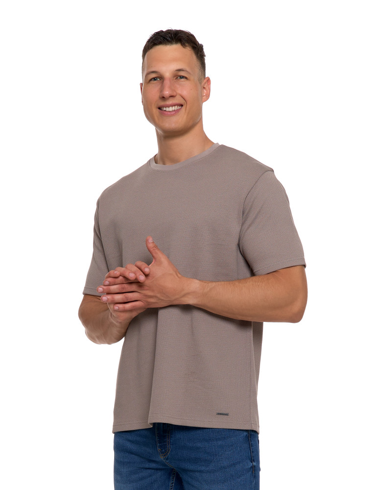 Koszulki, topy, koszule - T-shirt męski klasyczny bawełniany PREMIUM BEŻOWY - produkt moraj.pl 1