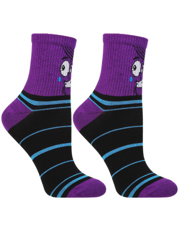 Skarpety - Skarpetki bawełniane unisex z zabawnym wzorem 3-pak FIOLETOWY - produkt 5