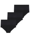 Majtki damskie maxi bikini z wysokim stanem modelujące 3-pak CZARNY