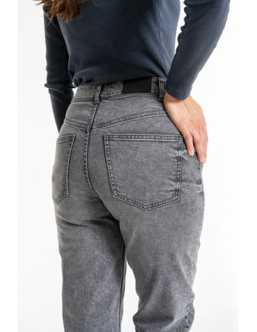 Spodnie - Damskie spodnie jeansowe mom fit SZARY - produkt 6