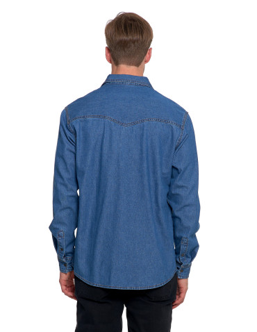 Koszulki, topy, koszule - Koszula męska jeansowa denim klasyczna NIEBIESKI - produkt 5