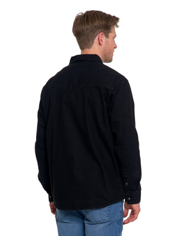 Koszulki, topy, koszule - Koszula męska jeansowa denim klasyczna CZARNY - produkt 3
