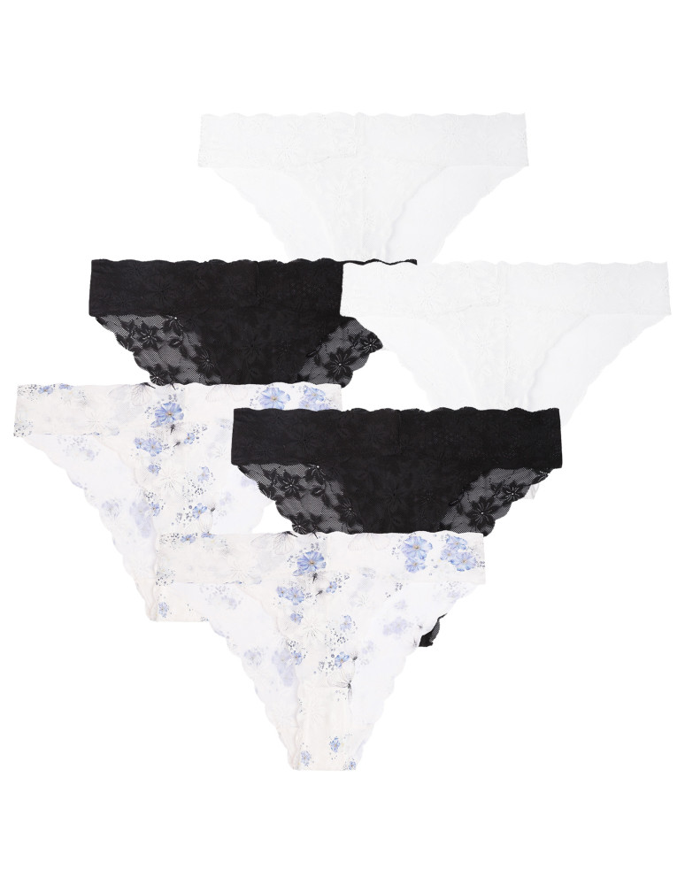 Figi - Majtki damskie koronkowe figi bikini 6-pak WIELOKOLOROWY - produkt moraj.pl 1