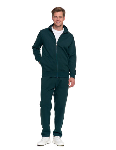 Nowości - Męska bluza dresowa ze stójką i zamkiem ZIELONY - produkt 7