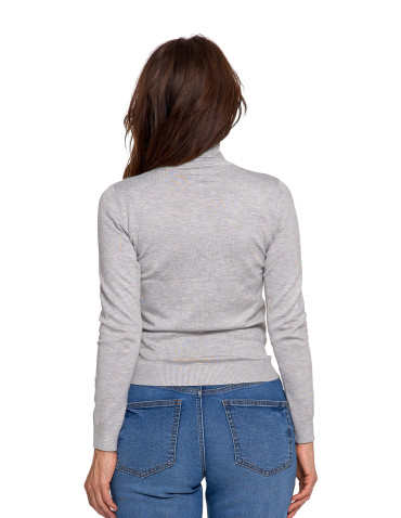 Swetry - Damski golf sweter z wiskozy SZARY - produkt 2