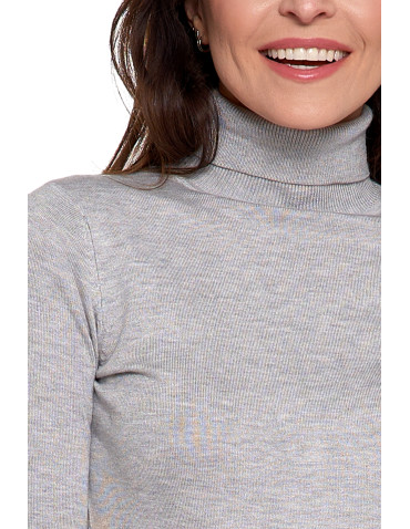 Swetry - Damski golf sweter z wiskozy SZARY - produkt 3