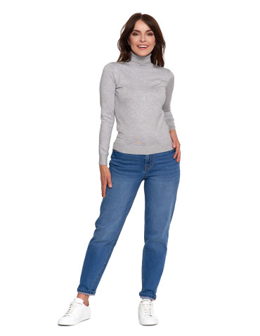 Swetry - Damski golf sweter z wiskozy SZARY - produkt 5