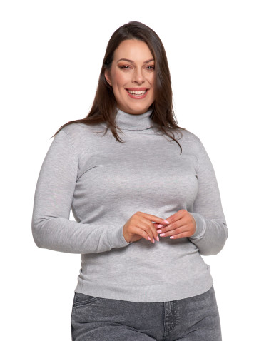 Swetry - Damski golf sweter z wiskozy SZARY - produkt 9