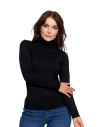 Damski golf sweter z wiskozy CZARNY