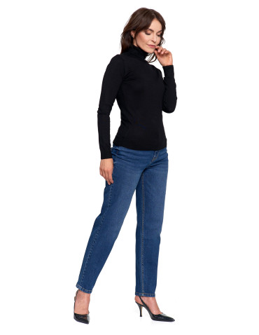 Nowości - Damski golf sweter z wiskozy CZARNY - produkt 8