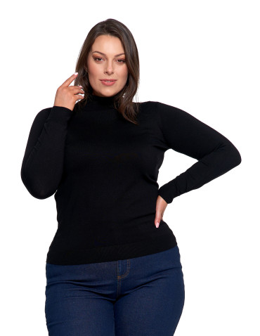Nowości - Damski golf sweter z wiskozy CZARNY - produkt 11
