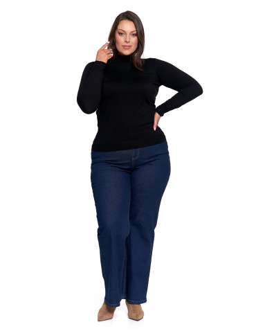 Nowości - Damski golf sweter z wiskozy CZARNY - produkt 14