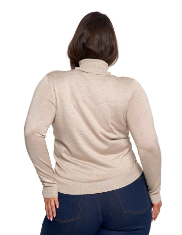 Nowości - Damski golf sweter z wiskozy BEŻOWY - produkt 10