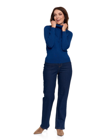 Nowości - Damski golf sweter z wiskozy NIEBIESKI - produkt 5
