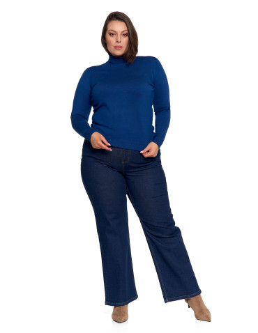 Nowości - Damski golf sweter z wiskozy NIEBIESKI - produkt 10