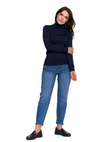 Nowości - Damski golf sweter z wiskozy GRANATOWY - produkt 7