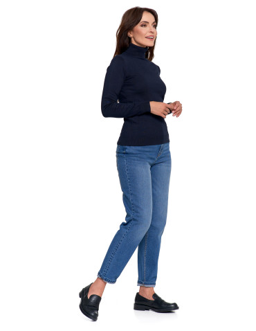 Nowości - Damski golf sweter z wiskozy GRANATOWY - produkt 8