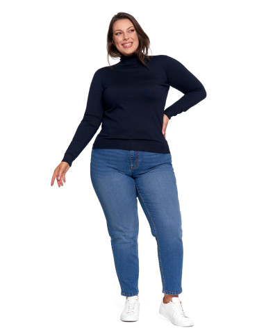 Nowości - Damski golf sweter z wiskozy GRANATOWY - produkt 13