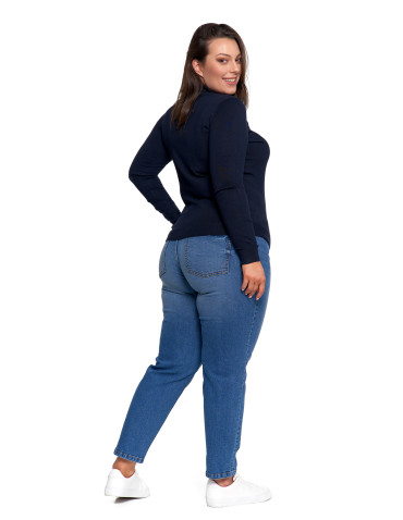 Nowości - Damski golf sweter z wiskozy GRANATOWY - produkt 14