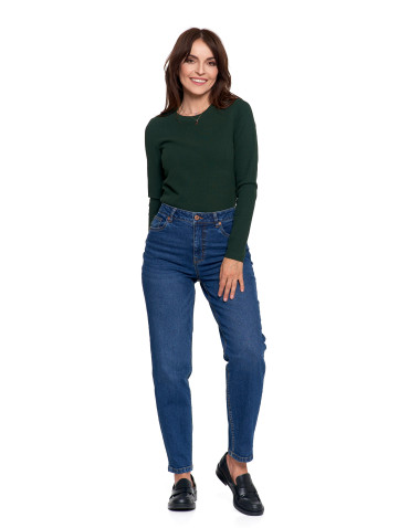 Spodnie - Damskie spodnie jeansowe mom fit NIEBIESKI - produkt 1