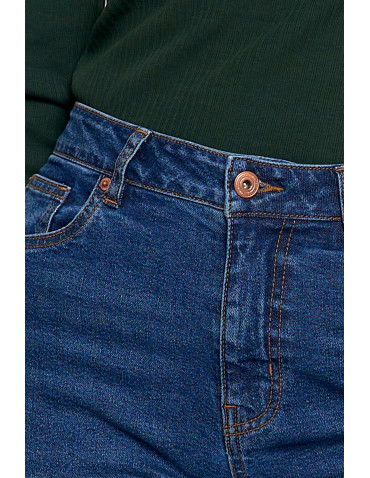 Spodnie - Damskie spodnie jeansowe mom fit NIEBIESKI - produkt 5