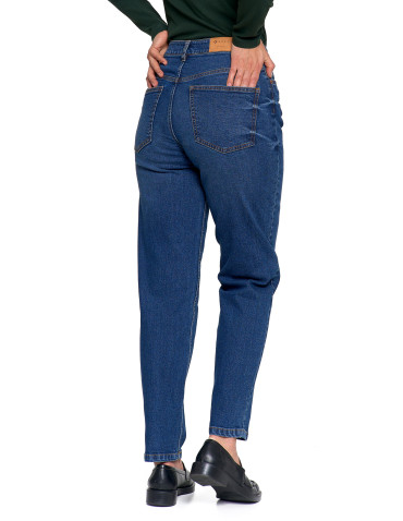 Spodnie - Damskie spodnie jeansowe mom fit NIEBIESKI - produkt 9