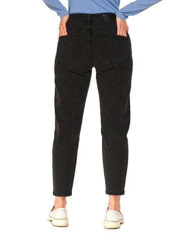 Spodnie - Damskie spodnie jeansowe mom fit CZARNY - produkt 4