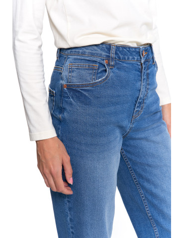 Spodnie - Damskie spodnie jeansowe mom fit JASNY NIEBIESKI - produkt 5