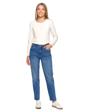 Spodnie - Damskie spodnie jeansowe mom fit JASNY NIEBIESKI - produkt 6