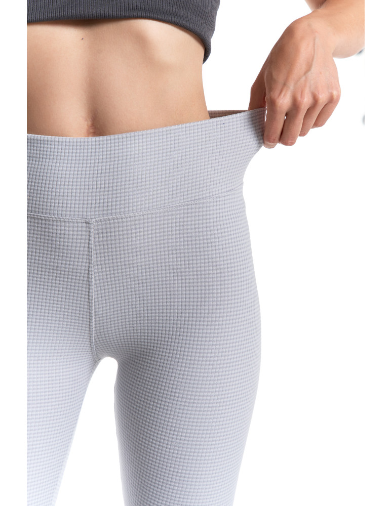 Legginsy - Damskie legginsy z wysokim stanem i prążkowaną strukturą SZARY - produkt moraj.pl 4