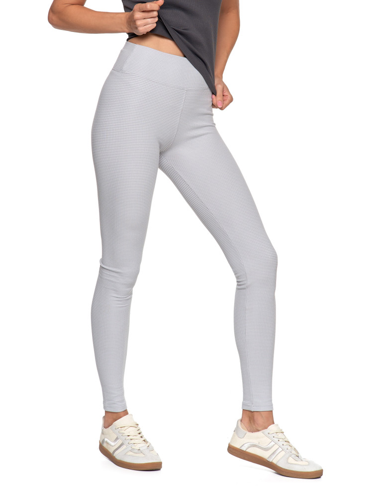 Legginsy - Damskie legginsy z wysokim stanem i prążkowaną strukturą SZARY - produkt moraj.pl 9