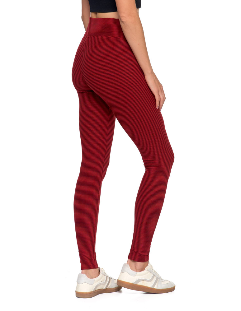 Legginsy - Damskie legginsy z wysokim stanem i prążkowaną strukturą BORDOWY - produkt moraj.pl 6