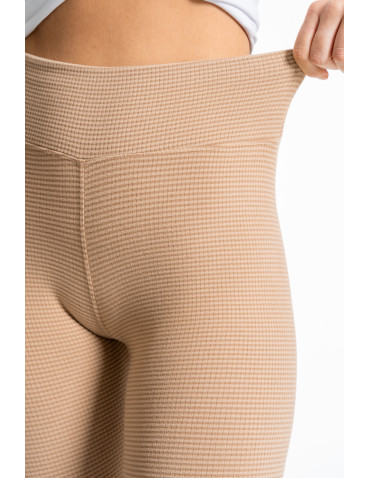 Legginsy - Damskie legginsy z wysokim stanem i prążkowaną strukturą MOKKA - produkt 3