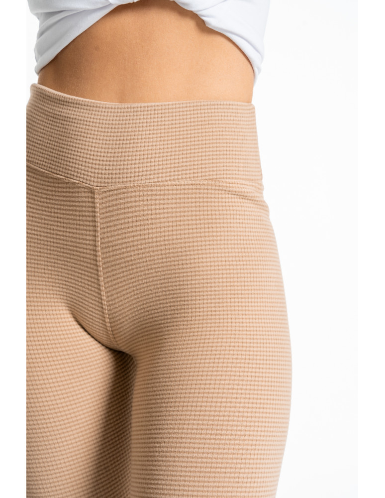 Legginsy - Damskie legginsy z wysokim stanem i prążkowaną strukturą MOKKA - produkt moraj.pl 4