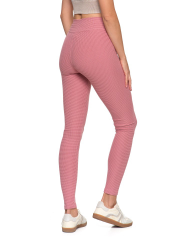 Legginsy - Damskie legginsy z wysokim stanem i prążkowaną strukturą RÓŻOWY - produkt 7
