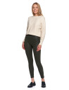Legginsy damskie z wysokim stanem imitujące skórę KHAKI