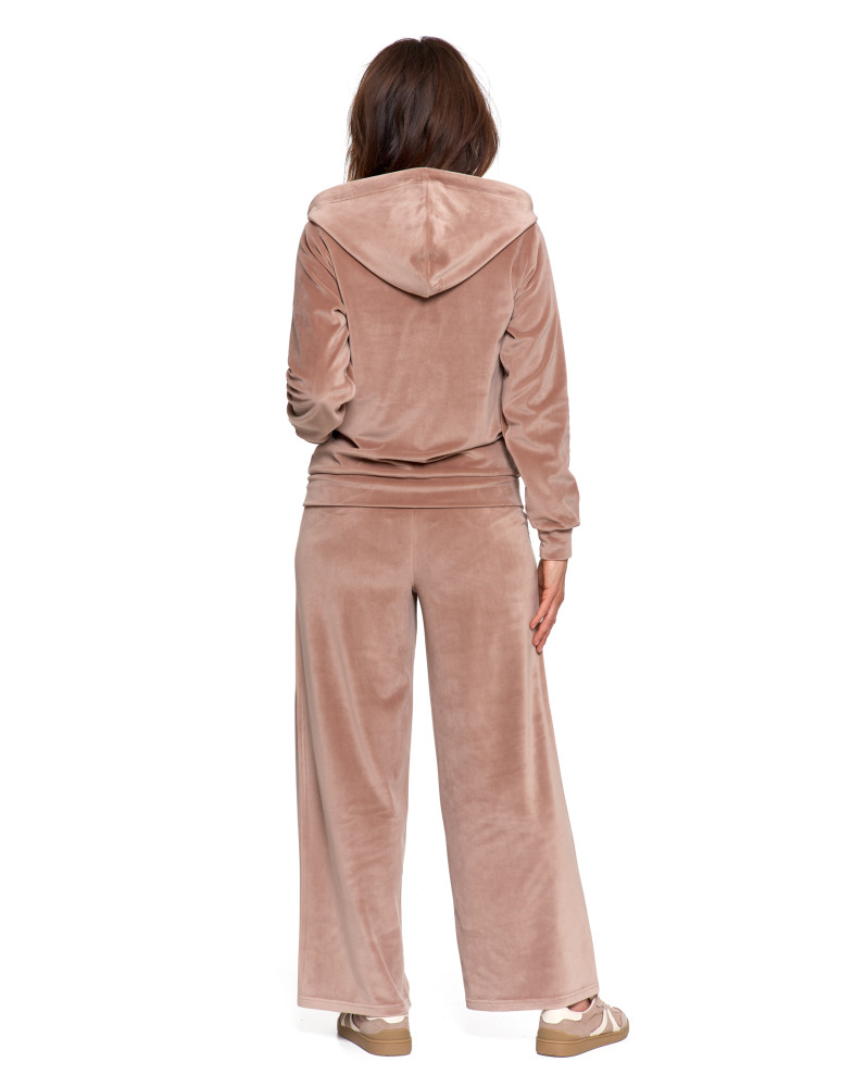 Bluzy - Bluza damska welurowa rozpinana z kapturem i kieszeniami MOKKA - produkt moraj.pl 11