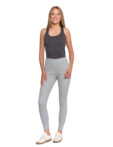 Legginsy - Prążkowane legginsy damskie z wysokim stanem ocieplane MOKKA - produkt 22
