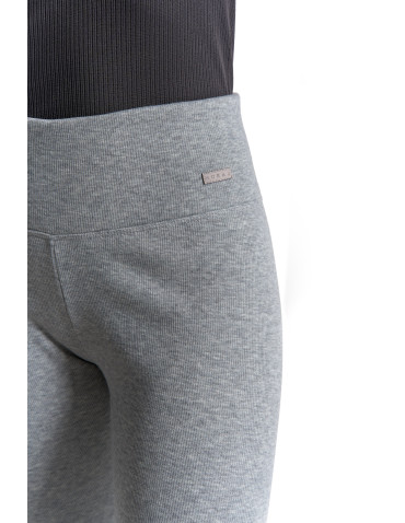 Legginsy - Prążkowane legginsy damskie z wysokim stanem ocieplane MOKKA - produkt 26