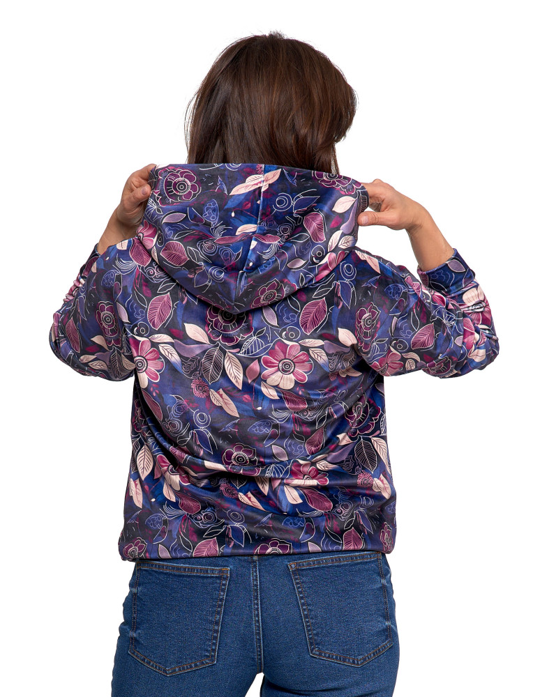 Bluzy - Damska bluza welurowa z kapturem i kieszenią kangurka WZÓR - produkt moraj.pl 2