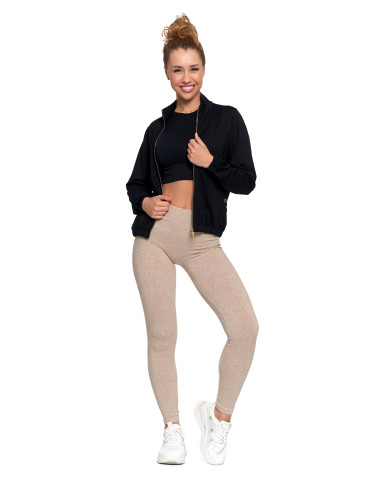 Legginsy - Legginsy damskie ocieplane z wysokim stanem i szerokim pasem BEŻOWY - produkt 7