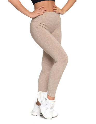 Legginsy - Legginsy damskie ocieplane z wysokim stanem i szerokim pasem BEŻOWY - produkt 13