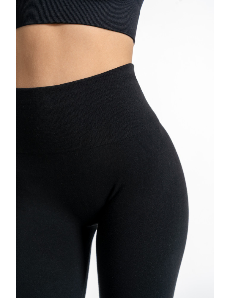 Legginsy - Legginsy damskie ocieplane z wysokim stanem i szerokim pasem CZARNY - produkt moraj.pl 5
