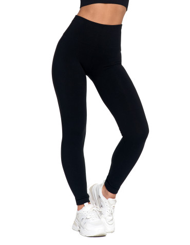 Legginsy - Legginsy damskie ocieplane z wysokim stanem i szerokim pasem CZARNY - produkt 8