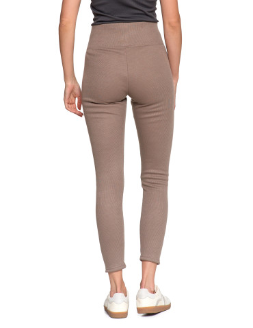 Legginsy - Prążkowane legginsy damskie z wysokim stanem ocieplane MOKKA - produkt 38