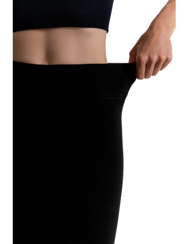 Legginsy - Prążkowane legginsy damskie z wysokim stanem ocieplane MOKKA - produkt 44