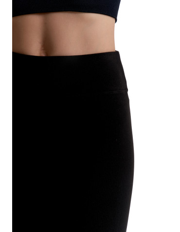 Legginsy - Prążkowane legginsy damskie z wysokim stanem ocieplane MOKKA - produkt 45