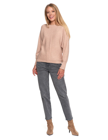 Swetry - Sweter damski wiskozowy o luźnym kroju BRĄZOWY - produkt 9