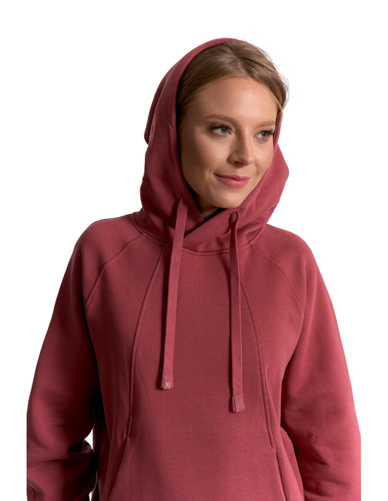 Bluzy - Bluza damska dresowa bawełniana luźna ocieplana RÓŻOWY - produkt moraj.pl 4
