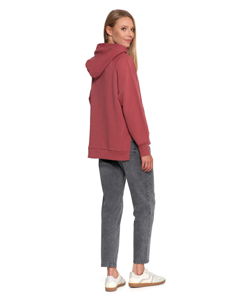 Bluzy - Bluza damska dresowa bawełniana luźna ocieplana RÓŻOWY - produkt moraj.pl 7